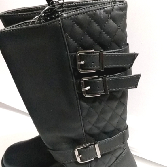 MUDD LITTLE GIRLS MOTO COMBAT CALF-HIGH RIDER BOOTS BLACK SIZE 5 NWT - Picture 3 of 6